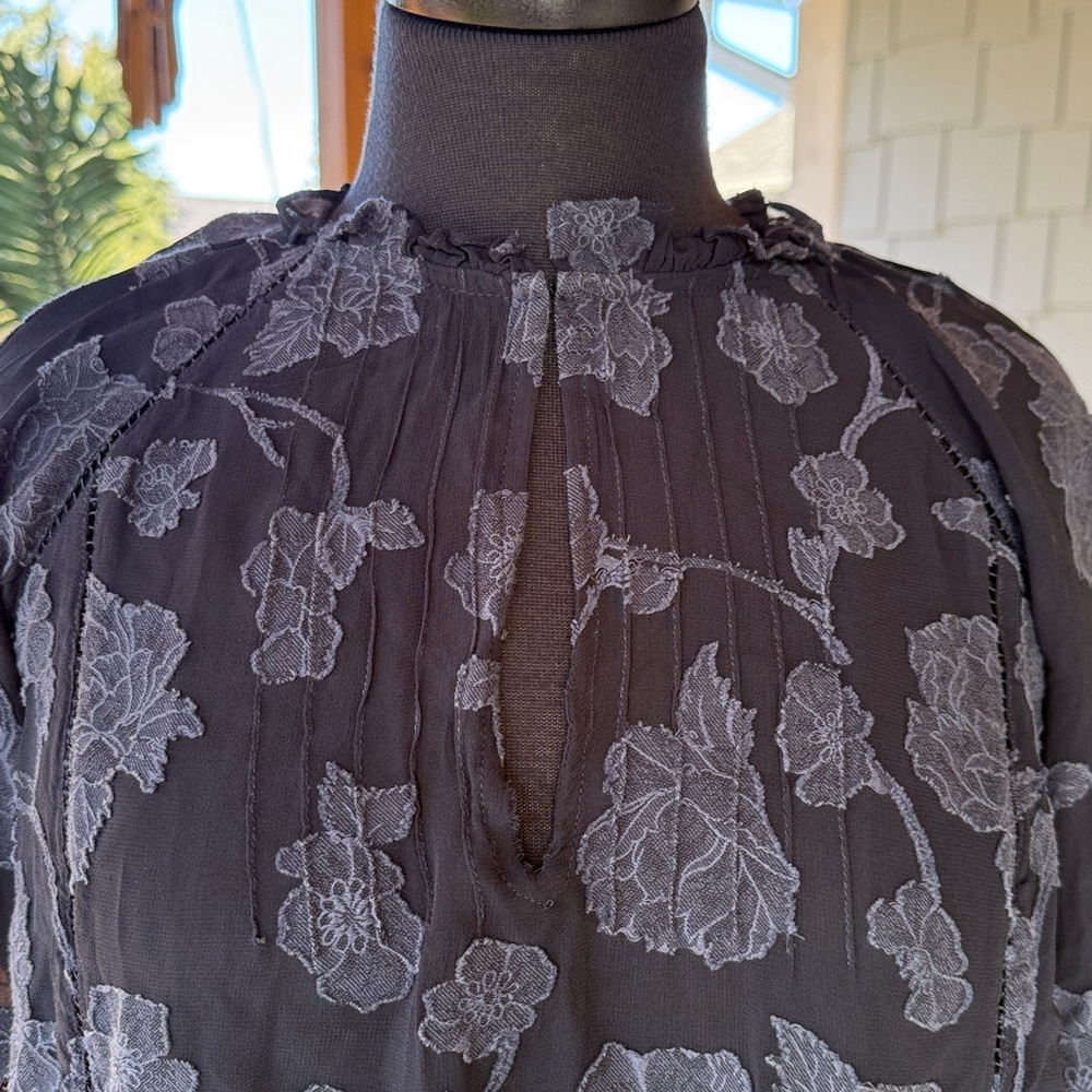Joie| Chaylse Floral Embroidery Lace Trim Blouse - Picture 5 of 11
